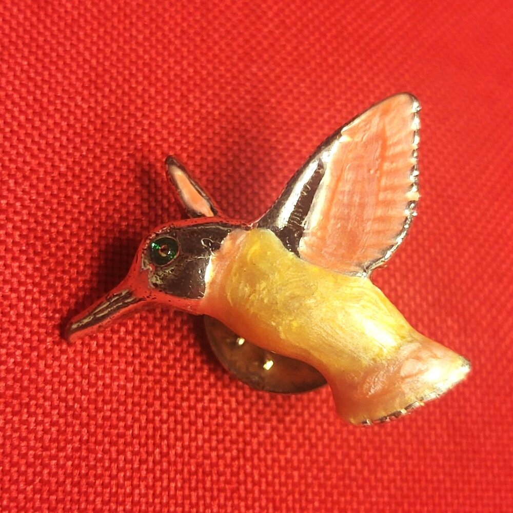 Vintage Enamel Hummingbird Brooch Lapel Pin